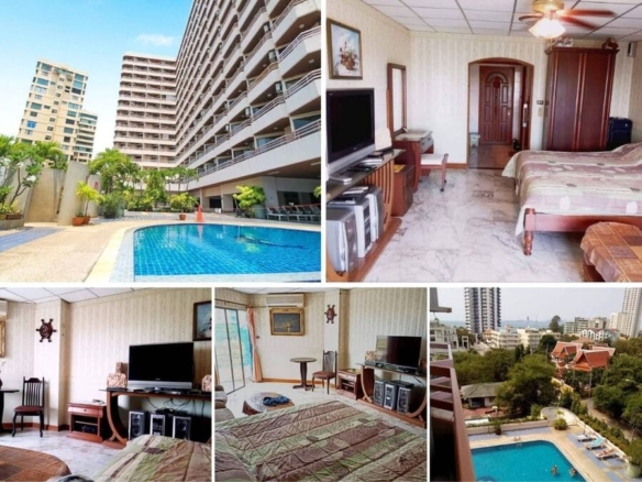 Studio Condo for Sale at Kieng Talay, Pattaya | 42 sqm | 5th Floor | Pool & Partial Sea View | Near Yinyom Beach