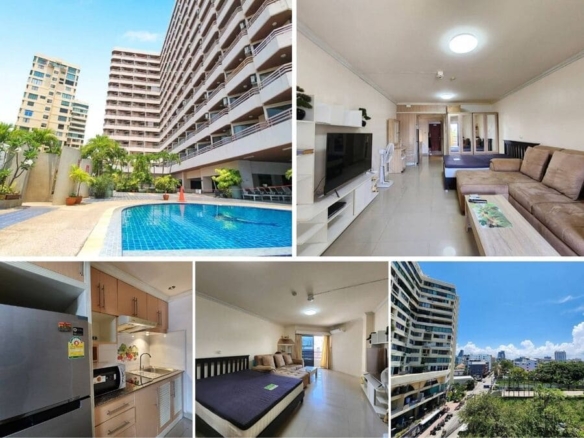 Studio Condo for Sale at Kieng Talay, Pattaya | 40 sqm | 6th Floor | Pool & Partial City Views | Near Yinyom Beach