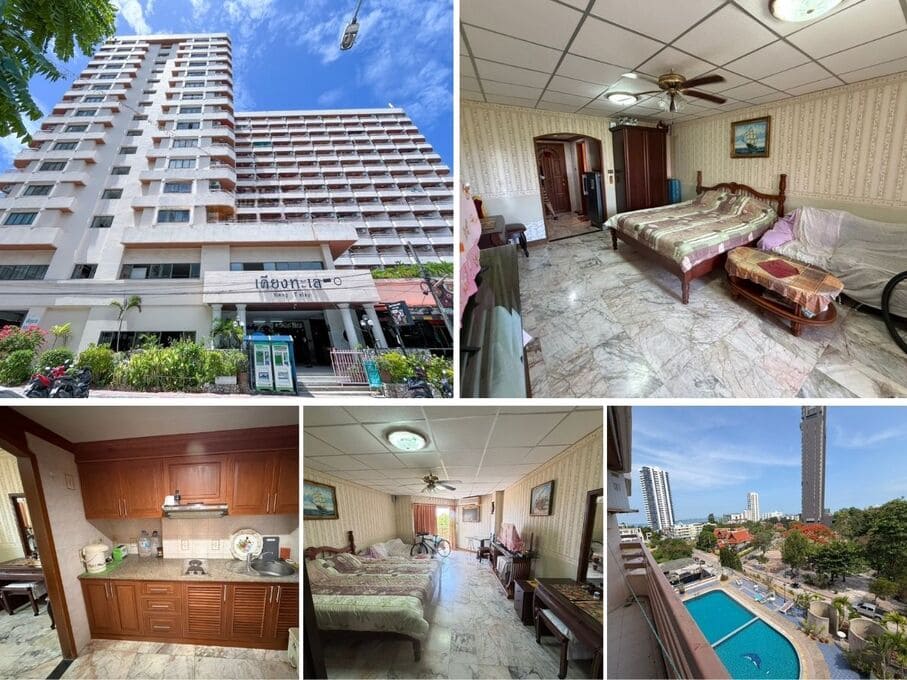 Studio Condo for Sale at Kieng Talay, Pattaya | 42 sqm | 5th Floor | Pool & Partial Sea View | Near Yinyom Beach