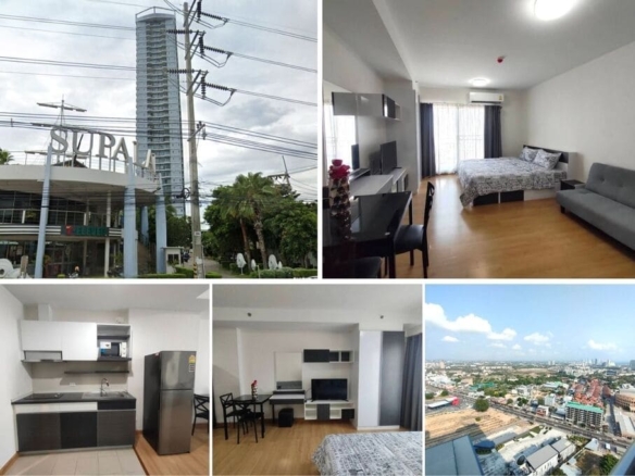 Studio Condo for Rent at Supalai Mare, Pattaya | 32 sqm | Partial Sea View