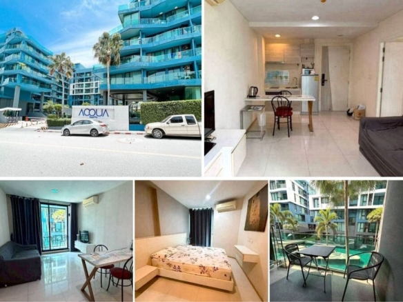 1BR Condo for Rent at Acqua Condo, Pattaya | 37 sqm | 2nd Floor | Pool View