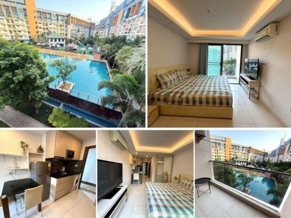 Studio Condo for Rent at Laguna Beach Resort 2, Pattaya | 24 sqm | Building D | 4th Floor | Pool View (D423)