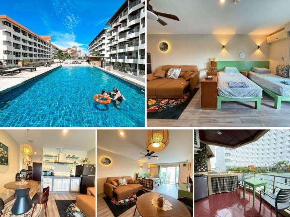 Studio Condo for Rent at Jomtien Plaza Residence, Pattaya | 45 sqm | Building A | 5th Floor | Partial Sea View | 300m to Jomtien Beach
