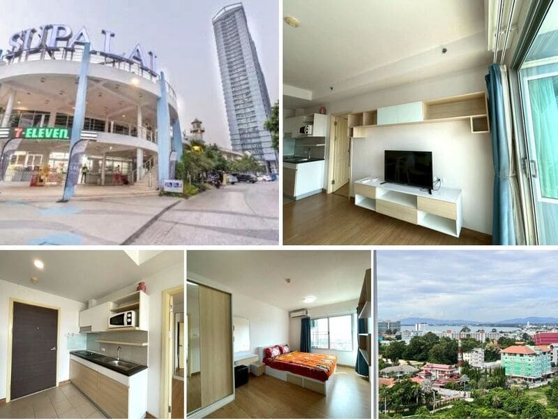 1BR Condo for Sale at Supalai Mare, Pattaya | 45 sqm | 18th Floor | Partial Sea View | Adjacent to the Fruit Market