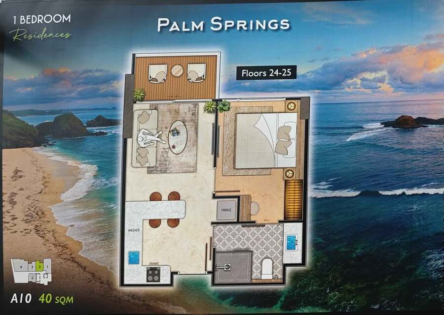 期房转售 | The Riviera California 里维拉加州，40平米1居室24楼芭提雅湾海景