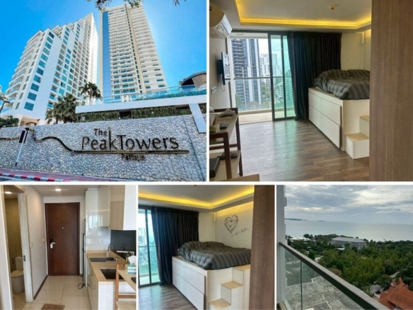 Studio Condo for Sale at The Peak Towers, Pattaya | 31 sqm | Building A | 15th Floor | Sea View