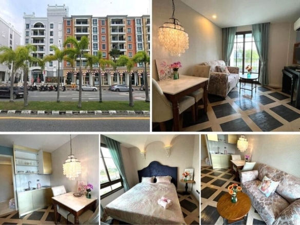 1BR Condo for Sale at Espana Condo Resort｜35 sqm｜2nd Floor｜Garden View｜Venetian-Style Lagoon Pool