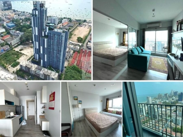1BR Condo for Sale at Centric Sea Pattaya｜35 sqm｜Building A｜38th Floor｜Sea View｜Near Central Pattaya