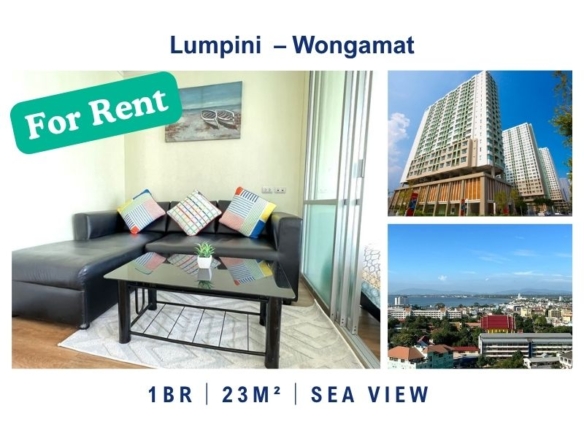 1BR Condo for Rent at Lumpini Ville Naklua – Wongamat, Pattaya｜23 m²｜Building B｜17th Floor｜Sea View (B1708)